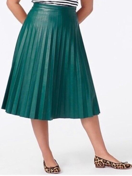 J. Crew Dresses & Skirts - J Crew NWT Forest Green Pleated High Rise Faux Leather Midi Skirt size 18